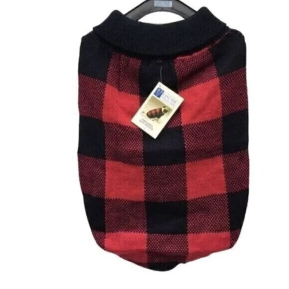 East Side Collection Checkered Knit Dog Sweater Large New
